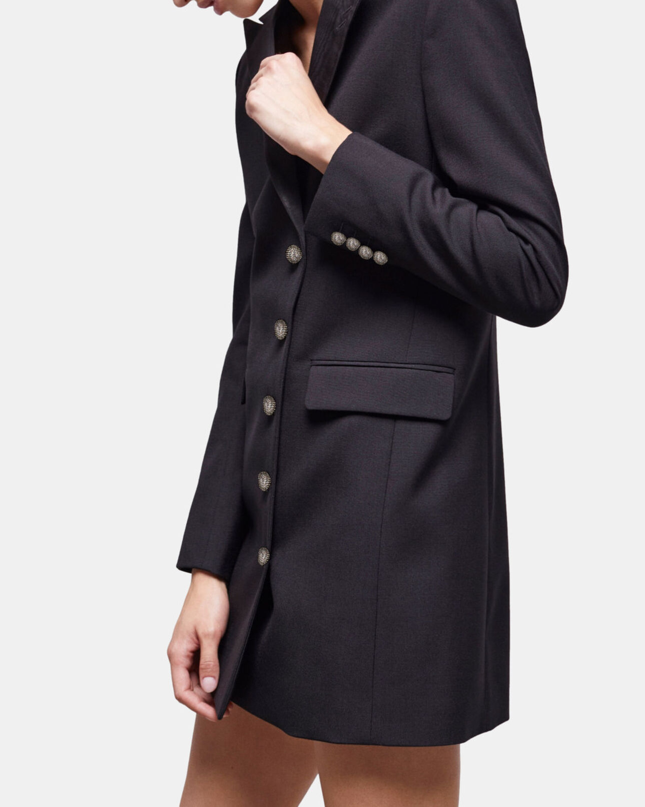 The Kooples FEMME BLACK robe courte en laine noire