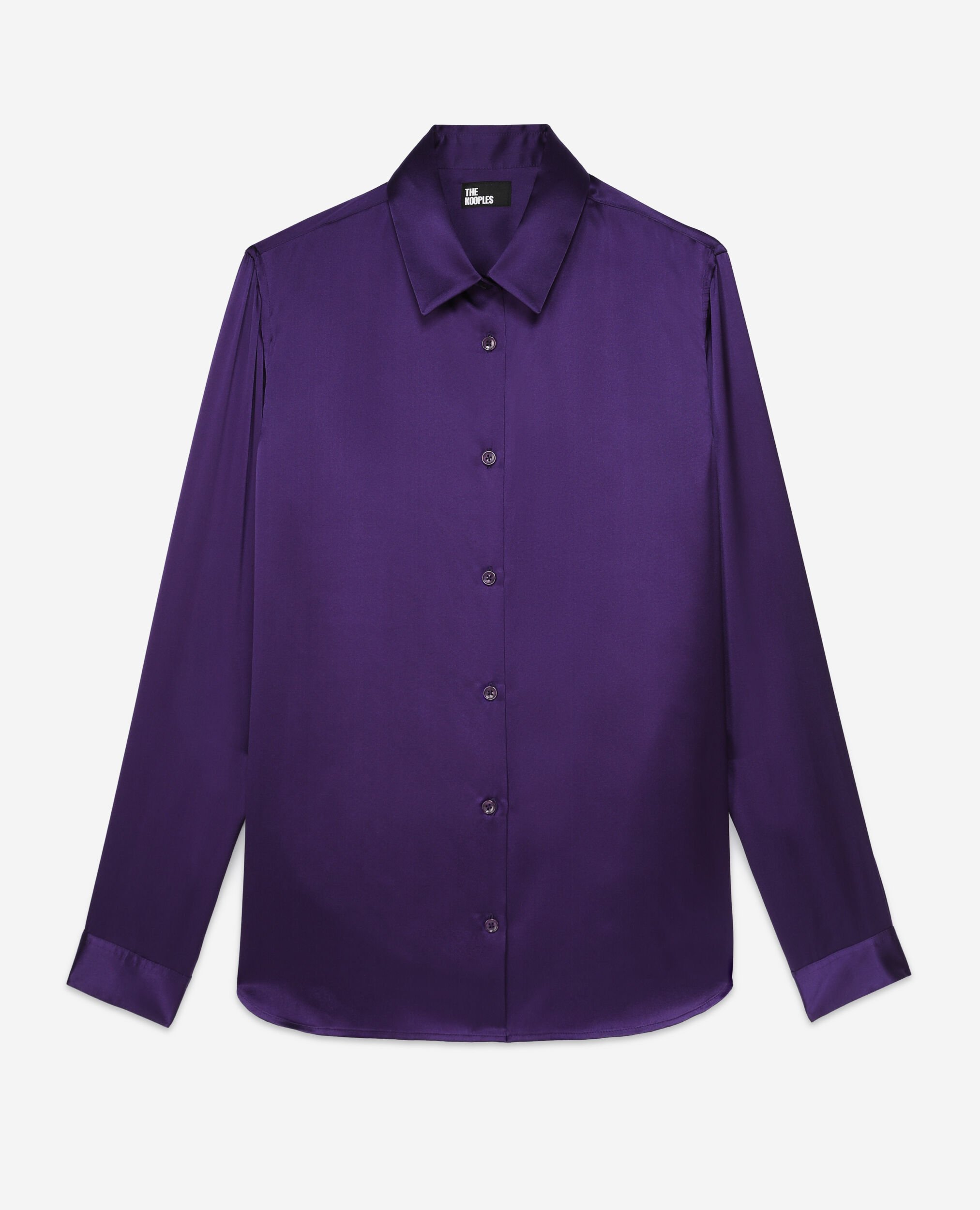 Mauve satin silk shirt, PURPLE, hi-res image number null