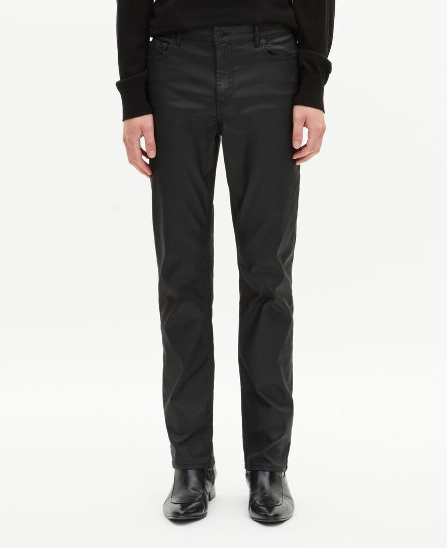 The Kooples MEN BLACK black leather slim-fit pants