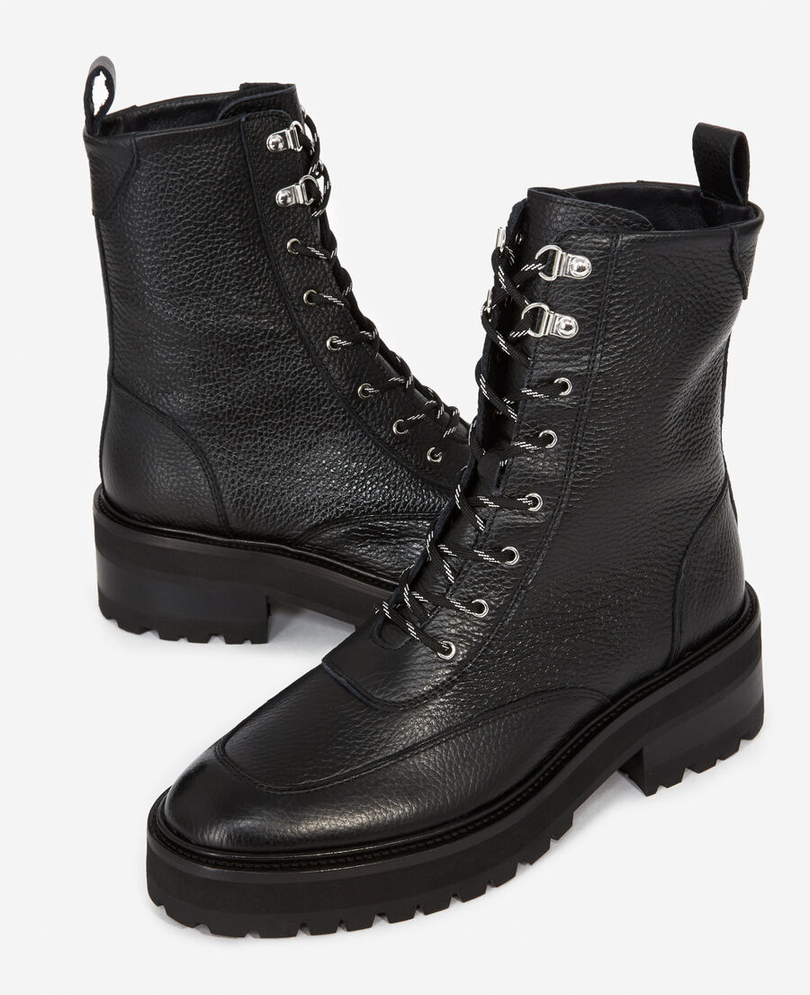 high black leather boots in ranger style