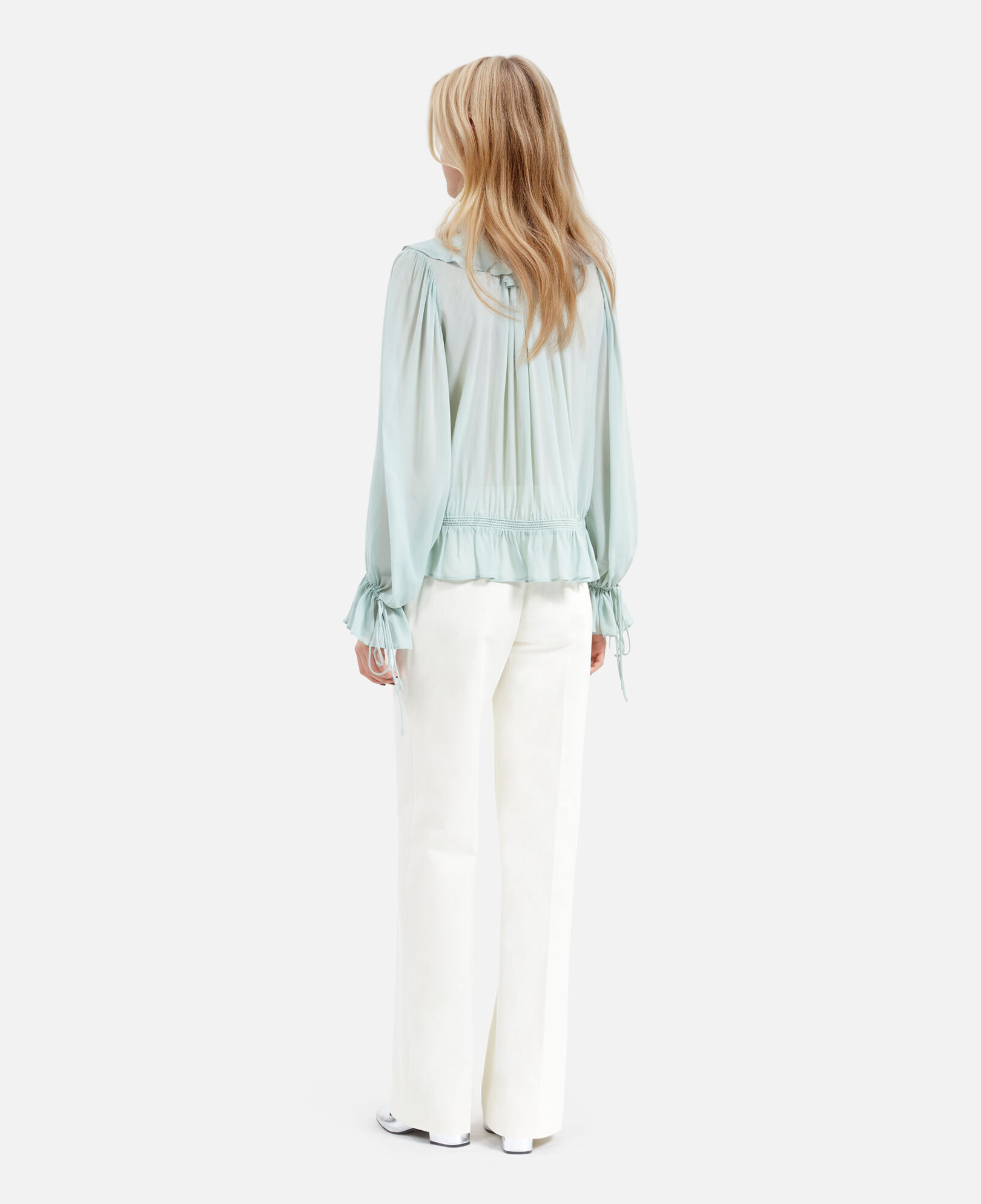 The Kooples WOMEN BLUE/GREEN blue ruffled top