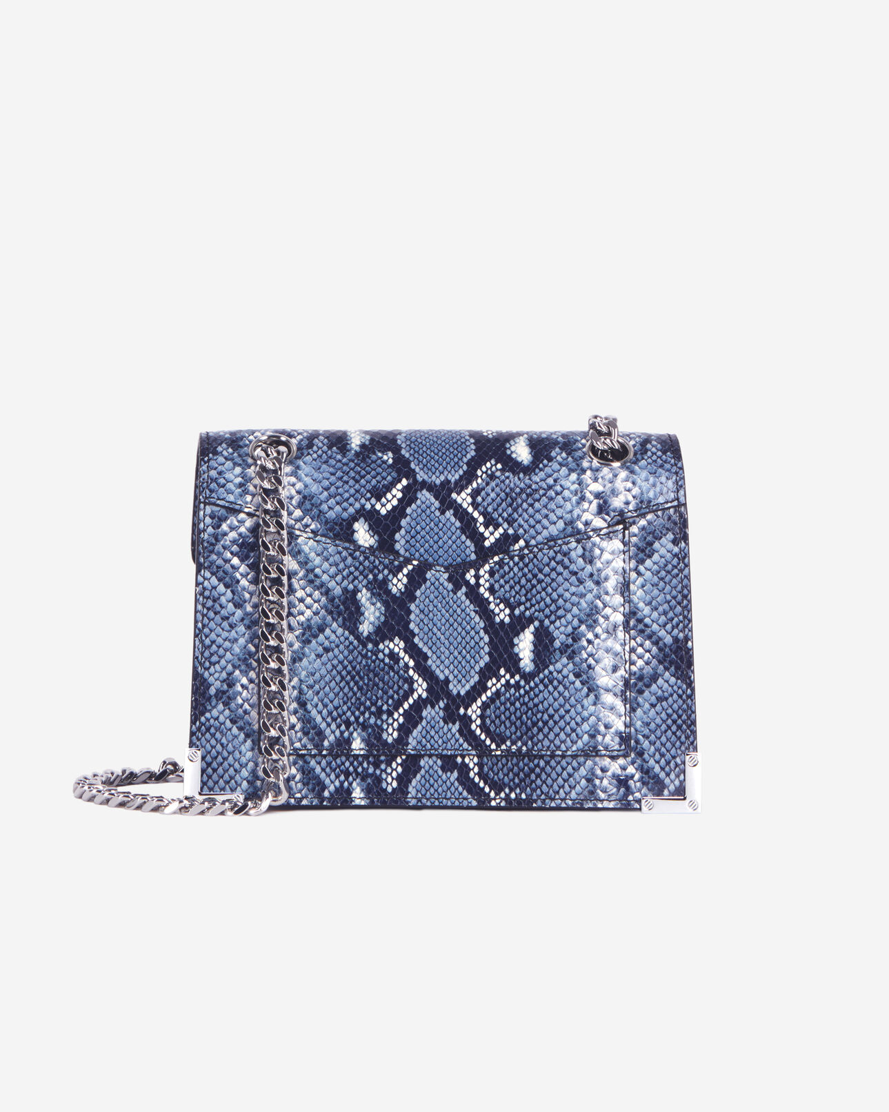 The Kooples FEMME NAVY sac emily chaîne en cuir effet python bleu