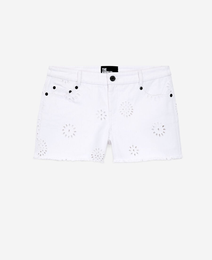 The Kooples DAMEN WHITE wei&szlig;e denimshorts mit englischer stickerei