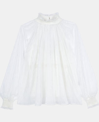 The Kooples DAMEN ECRU ecrufarbenes top mit gerafften details