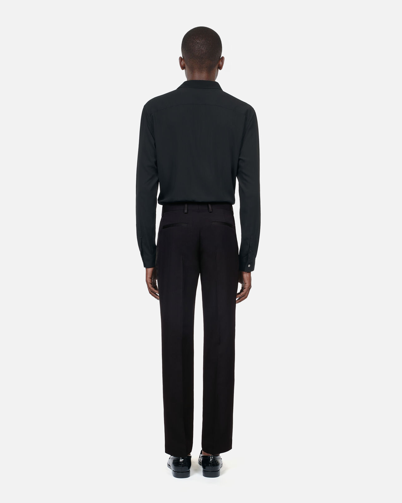 The Kooples MEN BLACK black tuxedo trousers with satin details straight cut