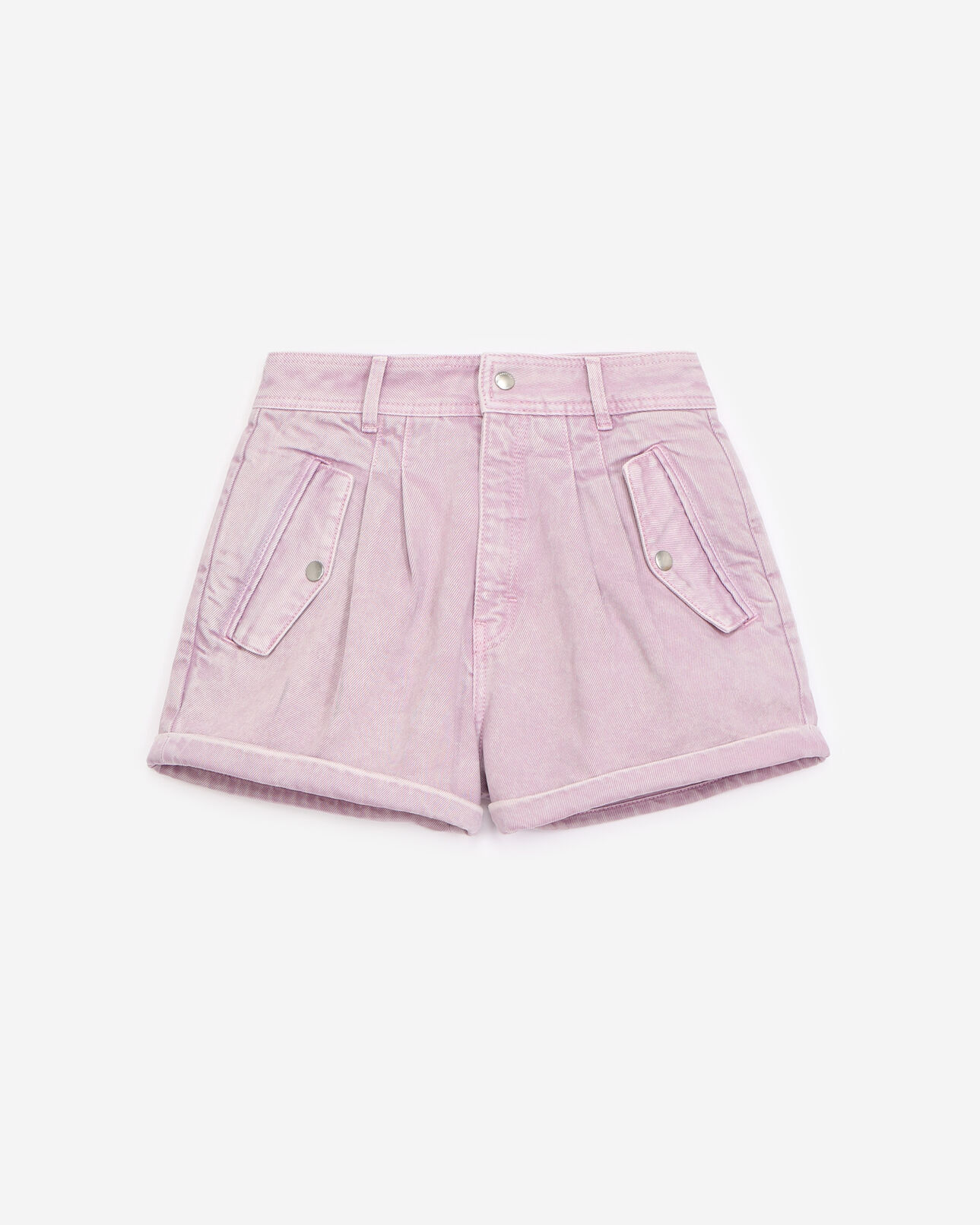 The Kooples WOMEN LIGHT PURPLE purple denim shorts w/press-stud pockets