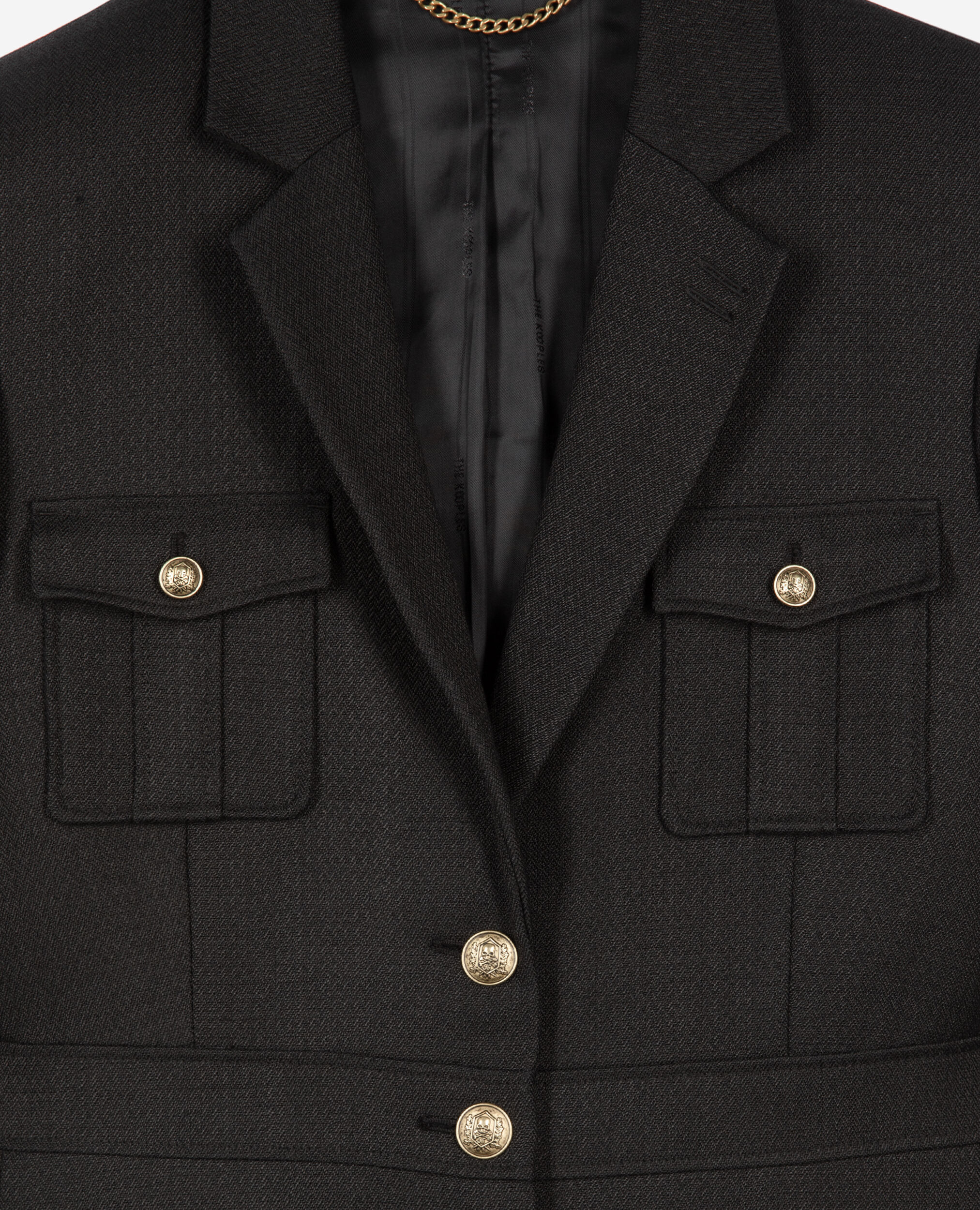 Veste tailleur style saharienne noire, BLACK, hi-res image number null