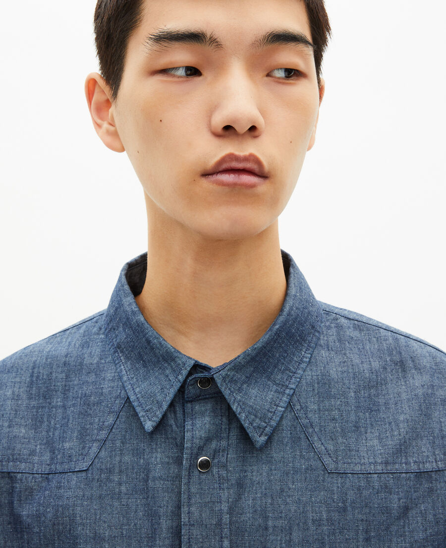 The Kooples HOMME BLUE ELECTRIC chemise en denim brut bleue