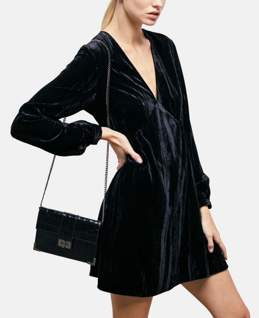 medium emily pouch in black leather