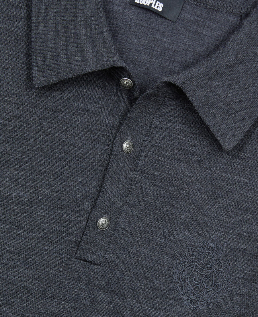 The Kooples MEN ANTHRACITE MELANGE grey wool sweater