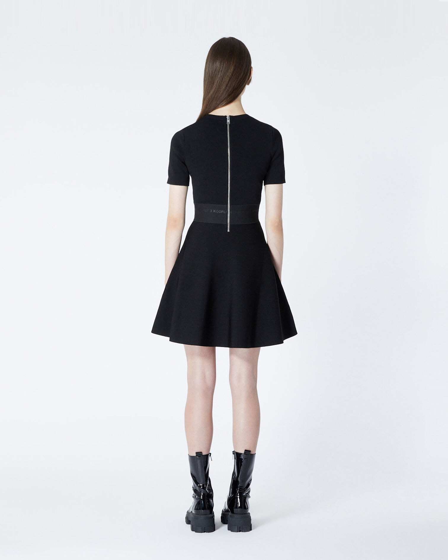 Black skater dress with elastic waist, BLACK, hi-res image number null