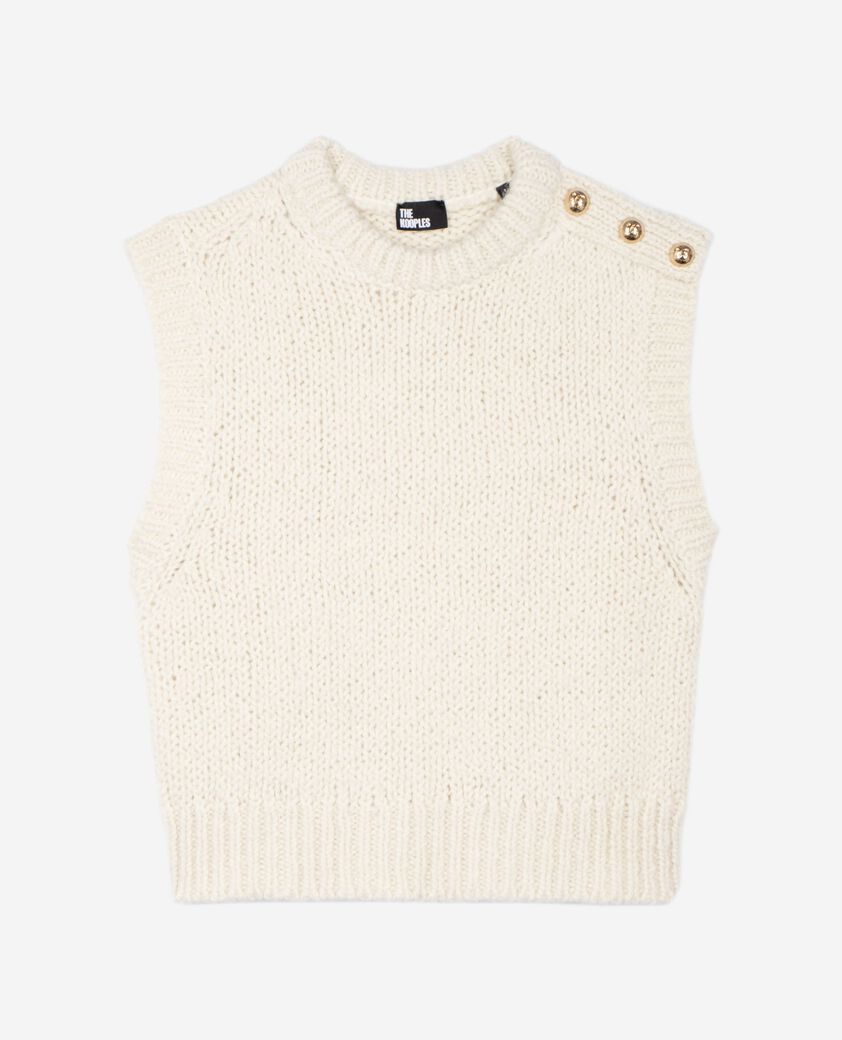 The Kooples DAMEN LIGHT BEIGE &auml;rmelloser pullover aus rohwei&szlig;em wollgemisch
