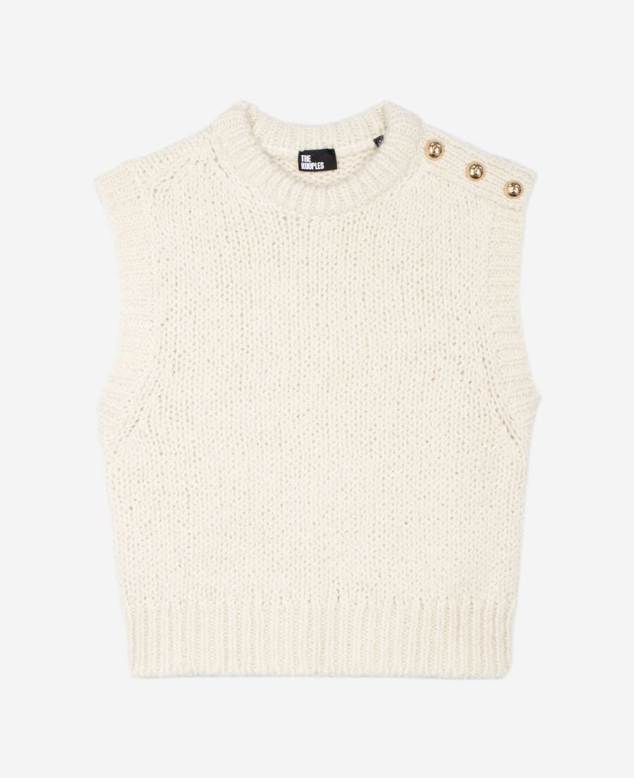 The Kooples DAMEN LIGHT BEIGE &auml;rmelloser pullover aus rohwei&szlig;em wollgemisch