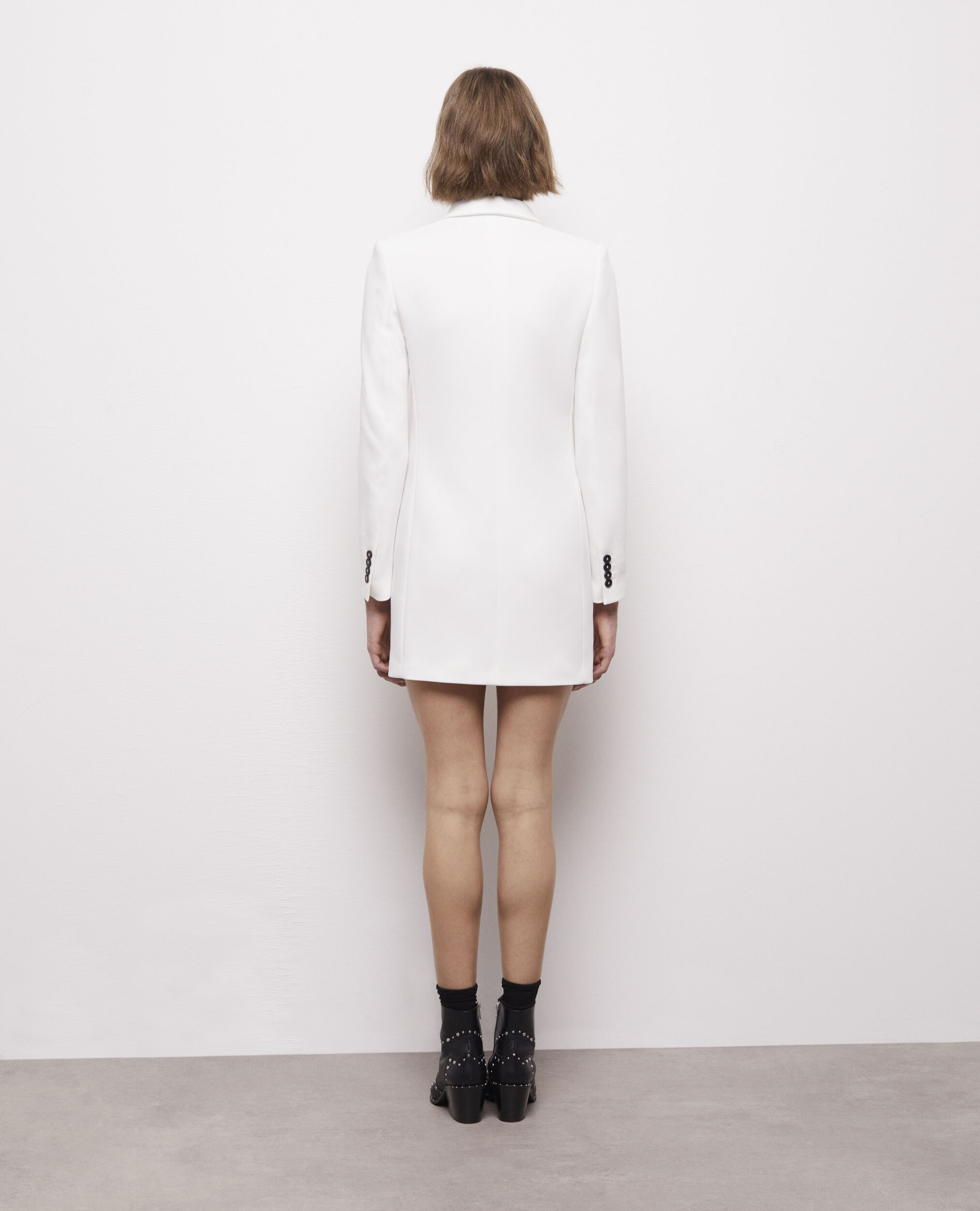 Vestido corto blanco crudo, ECRU, hi-res image number null