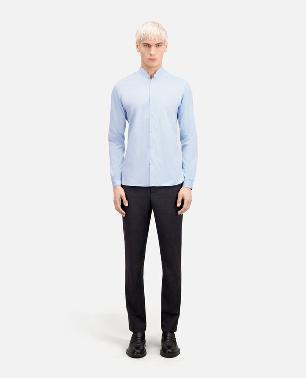 blue shirt with officer collar