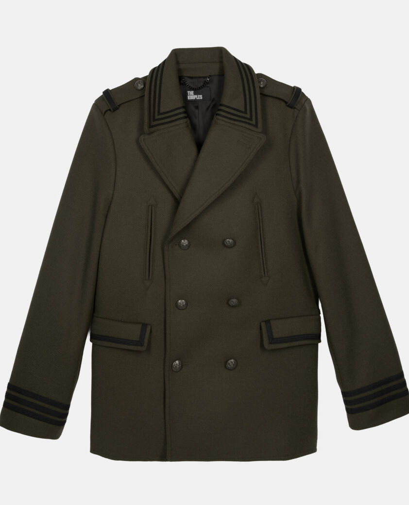 The Kooples HERREN KAKI khakifarbene cabanjacke im offizierstil