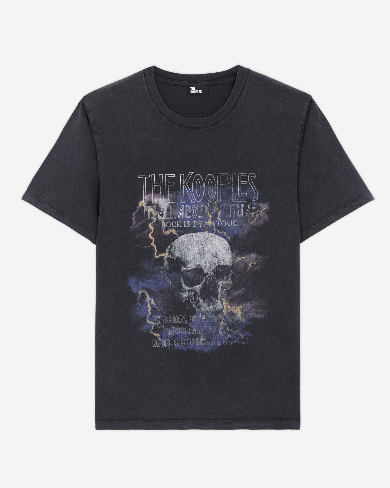 The Kooples MEN BLACK WASHED men's black screen print t-shirt