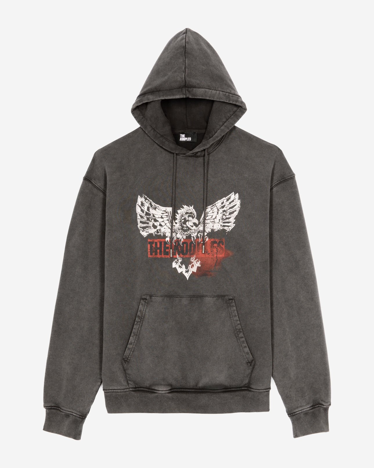The Kooples H BLACK black screen-printed hooded sweatshirt 
