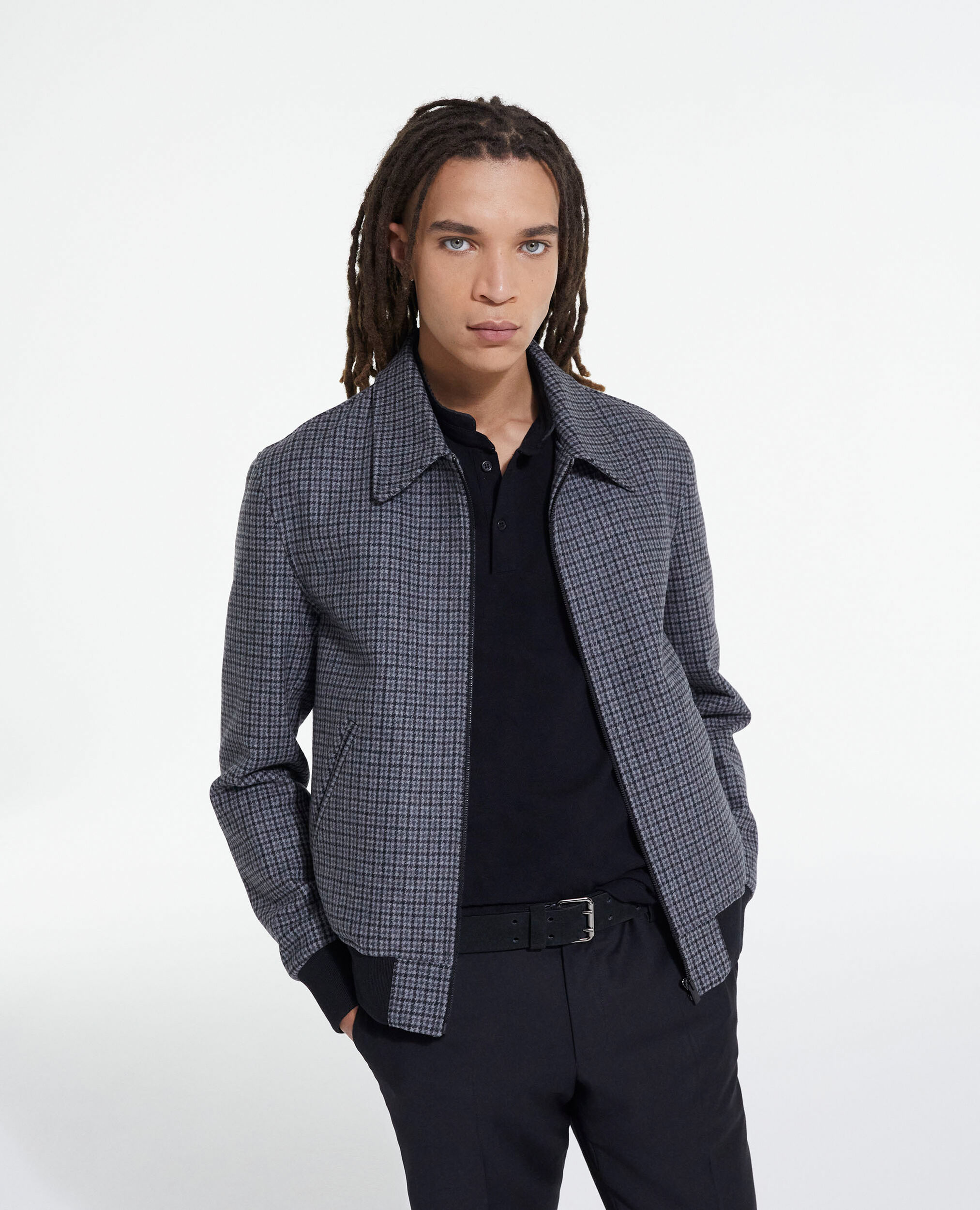 Check wool jacket with pockets, GREY BLACK, hi-res image number null
