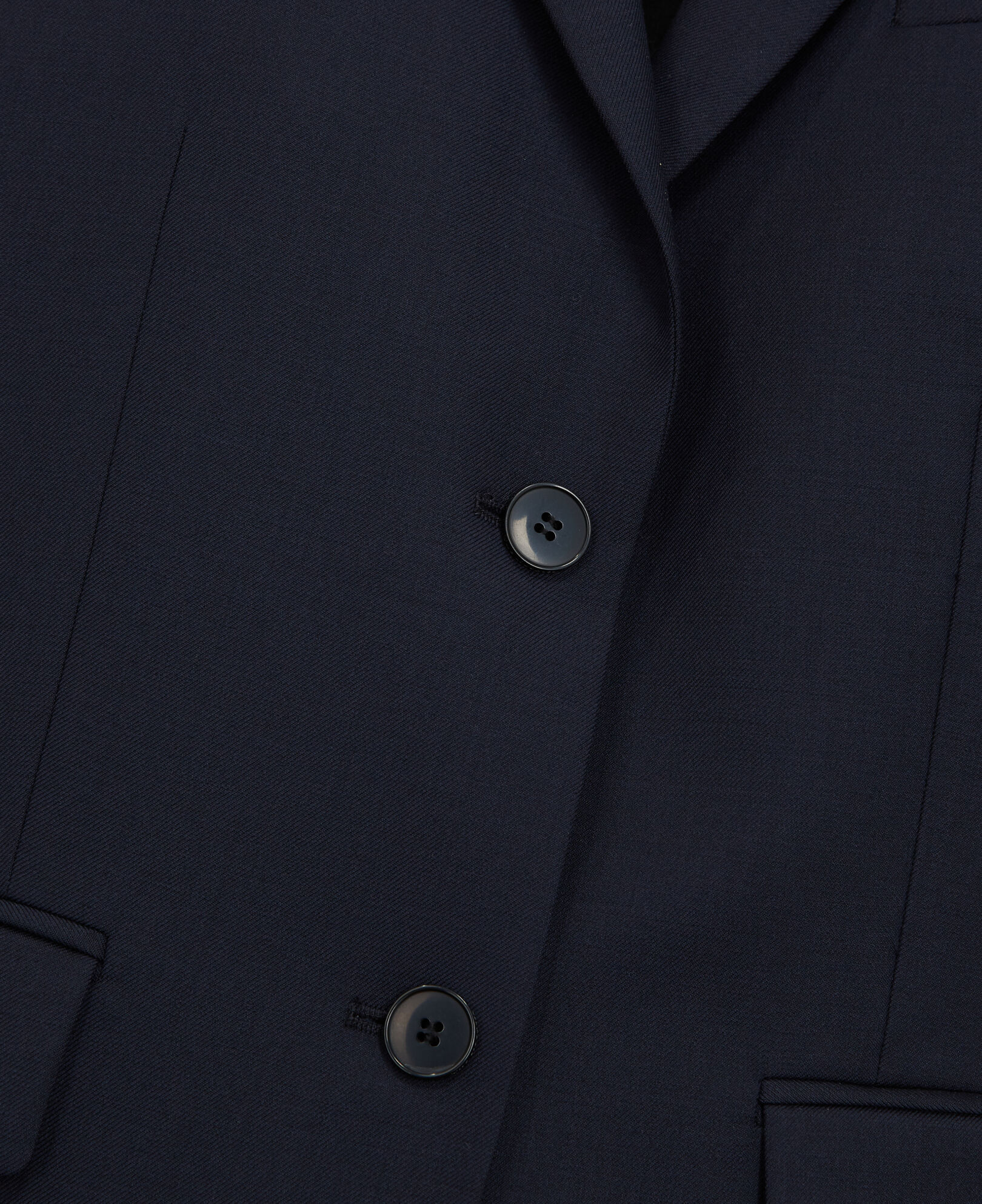 The Kooples WOMEN NAVY navy blue wool suit jacket cinched cut