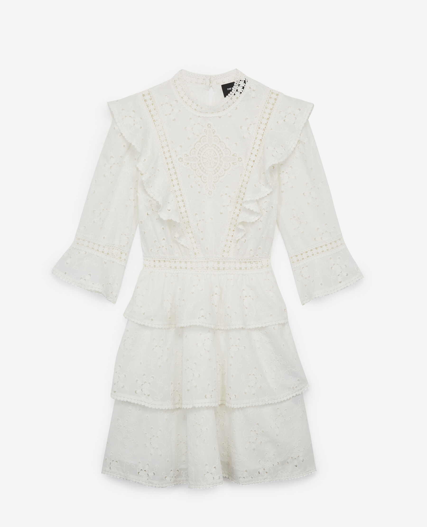 Short ecru lace dress with frills The Kooples