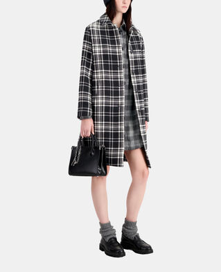The Kooples FEMME BLACK WHITE manteau long à carreaux en laine mélangée
