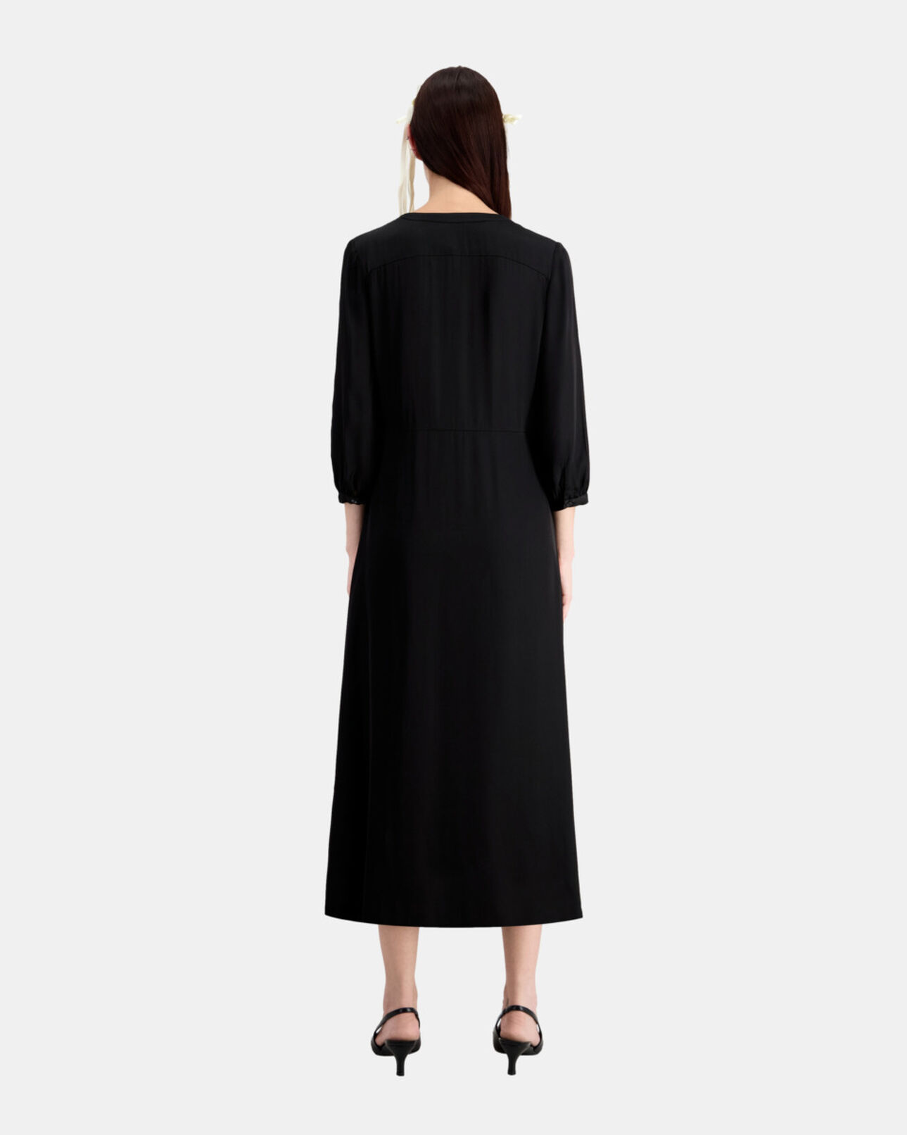 The Kooples FEMME BLACK robe longue noire avec plissage