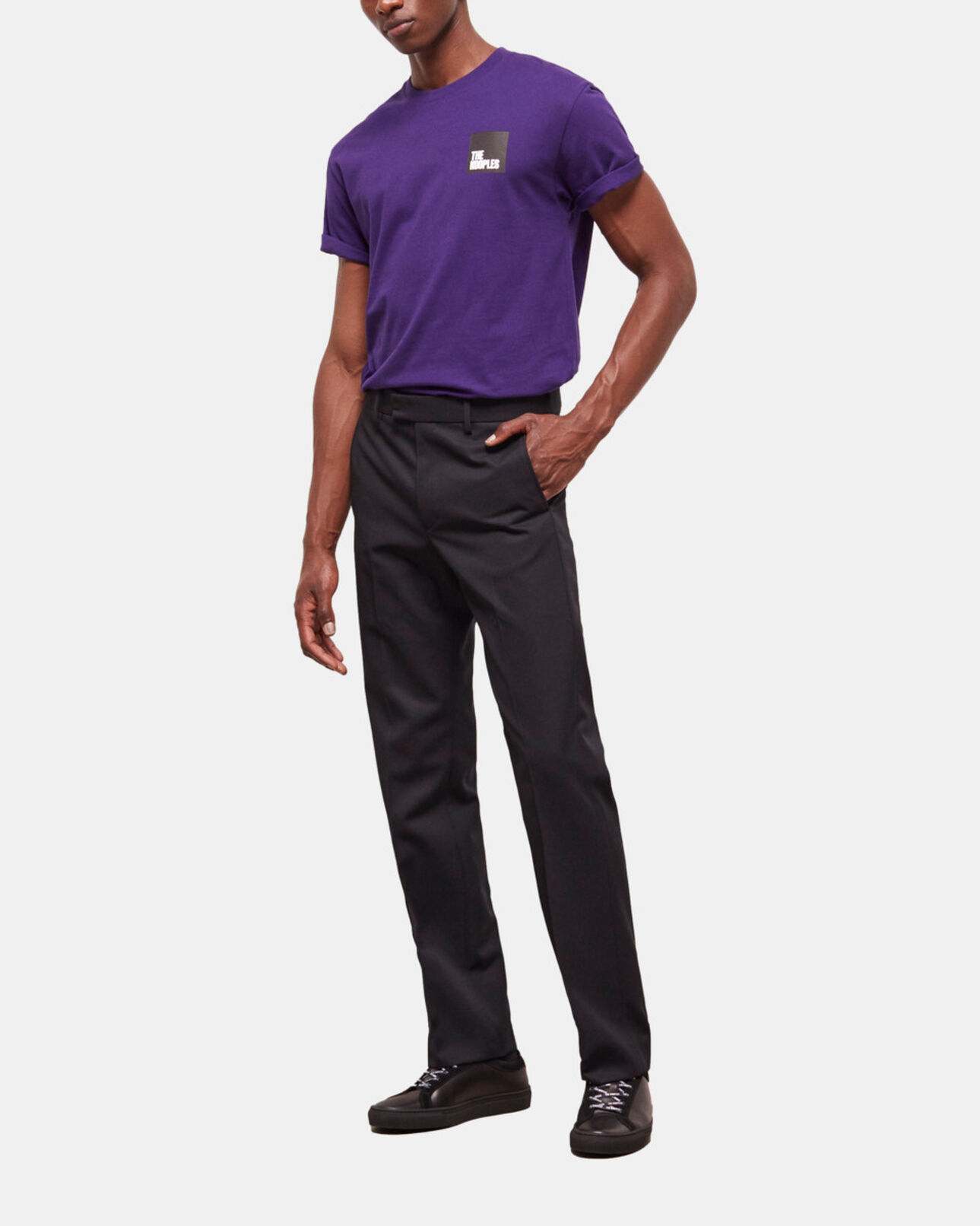 The Kooples HERREN BLACK schwarze, ausgestellte hose aus wolle