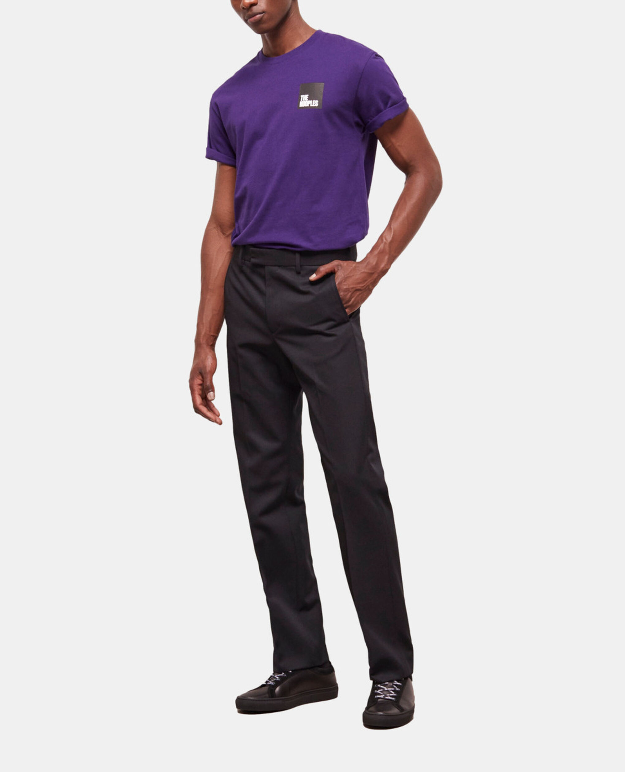 Black wool flared pants, BLACK, hi-res image number null