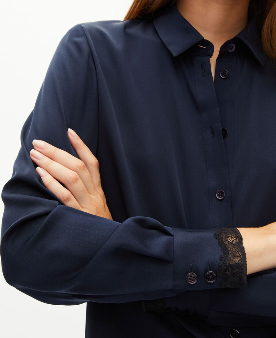 The Kooples FEMME NAVY chemise en soie marine