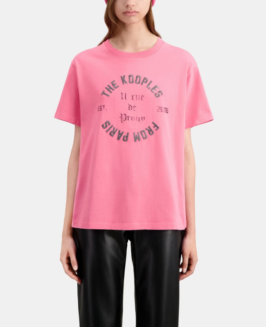The Kooples DAMEN OLD PINK rosa t-shirt damen mit siebdruck