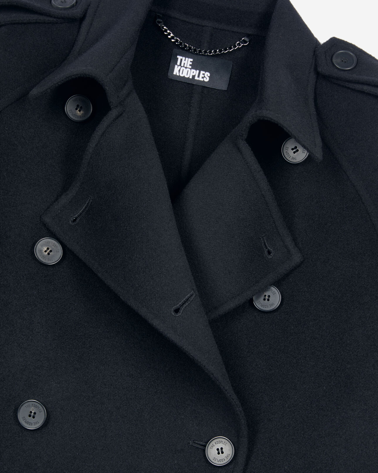 The Kooples FEMME BLACK manteau en laine style trench noir