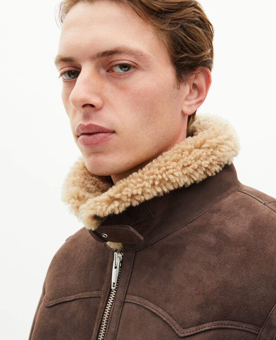 The Kooples HOMME BROWN peau lain&eacute;e marron