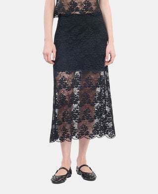 The Kooples FEMME BLACK jupe longue en dentelle noire