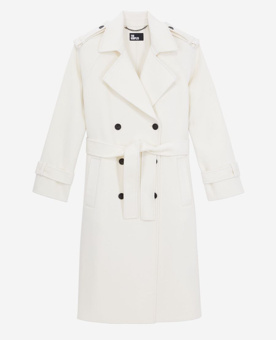 The Kooples WOMEN ECRU long ecru wool coat