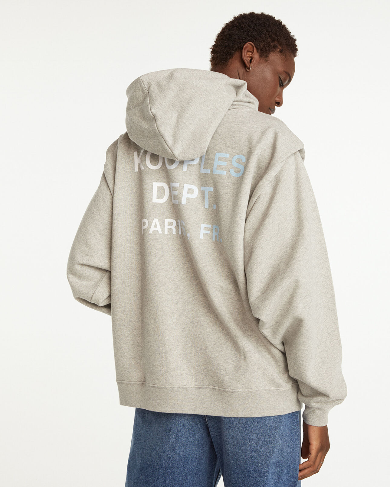 The Kooples FEMME LIGHT GREY MELANGE sweat gris oversize logo tie and dye
