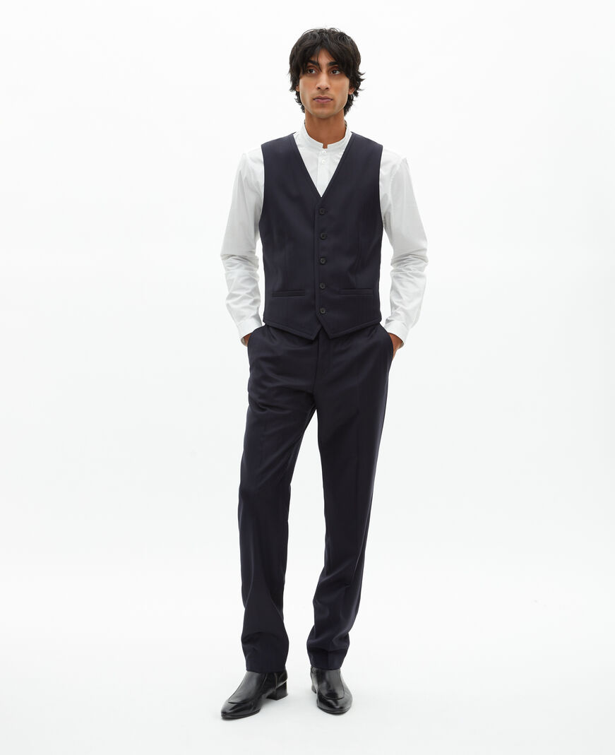 The Kooples MEN DARK NAVY navy blue wool suit vest