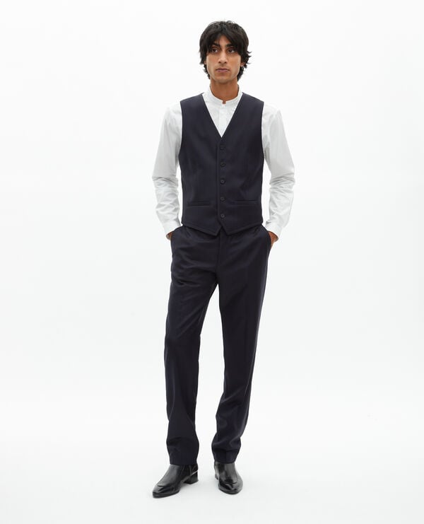 The Kooples HOMME DARK NAVY gilet de costume en laine bleu marine