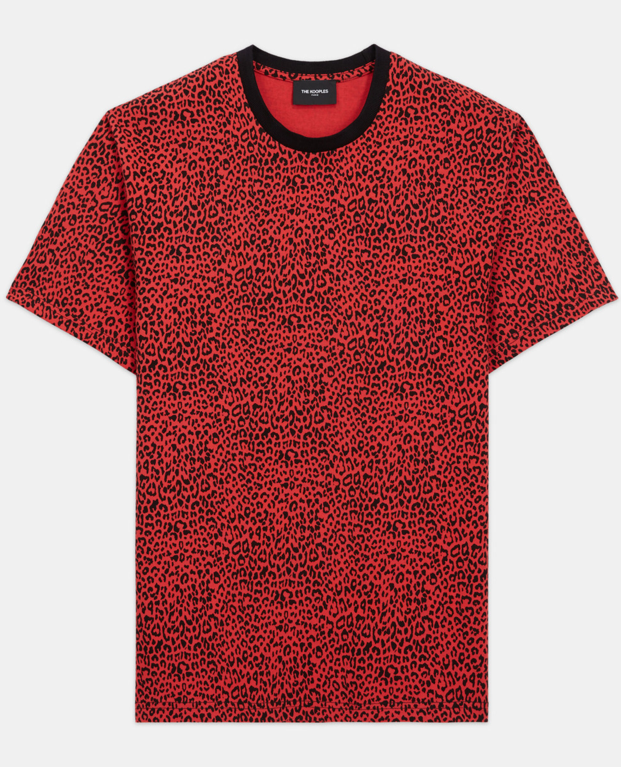 Red leopard print T-shirt, DARK RED, hi-res image number null
