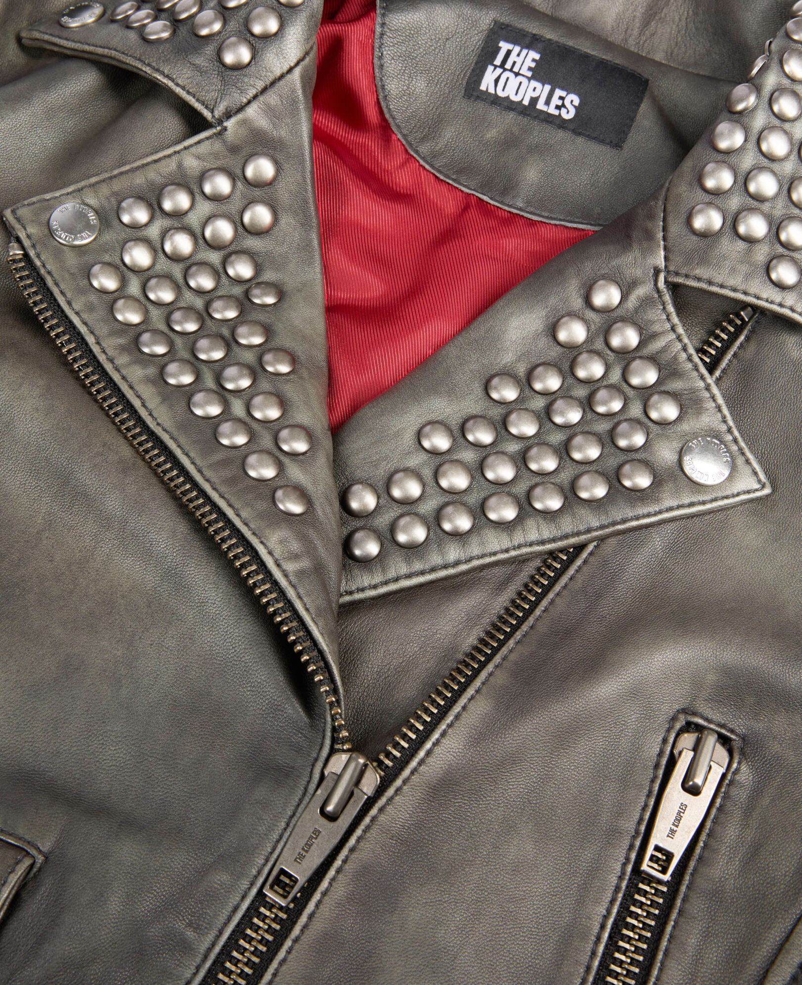 The Kooples WOMEN BLACK studded black leather jacket