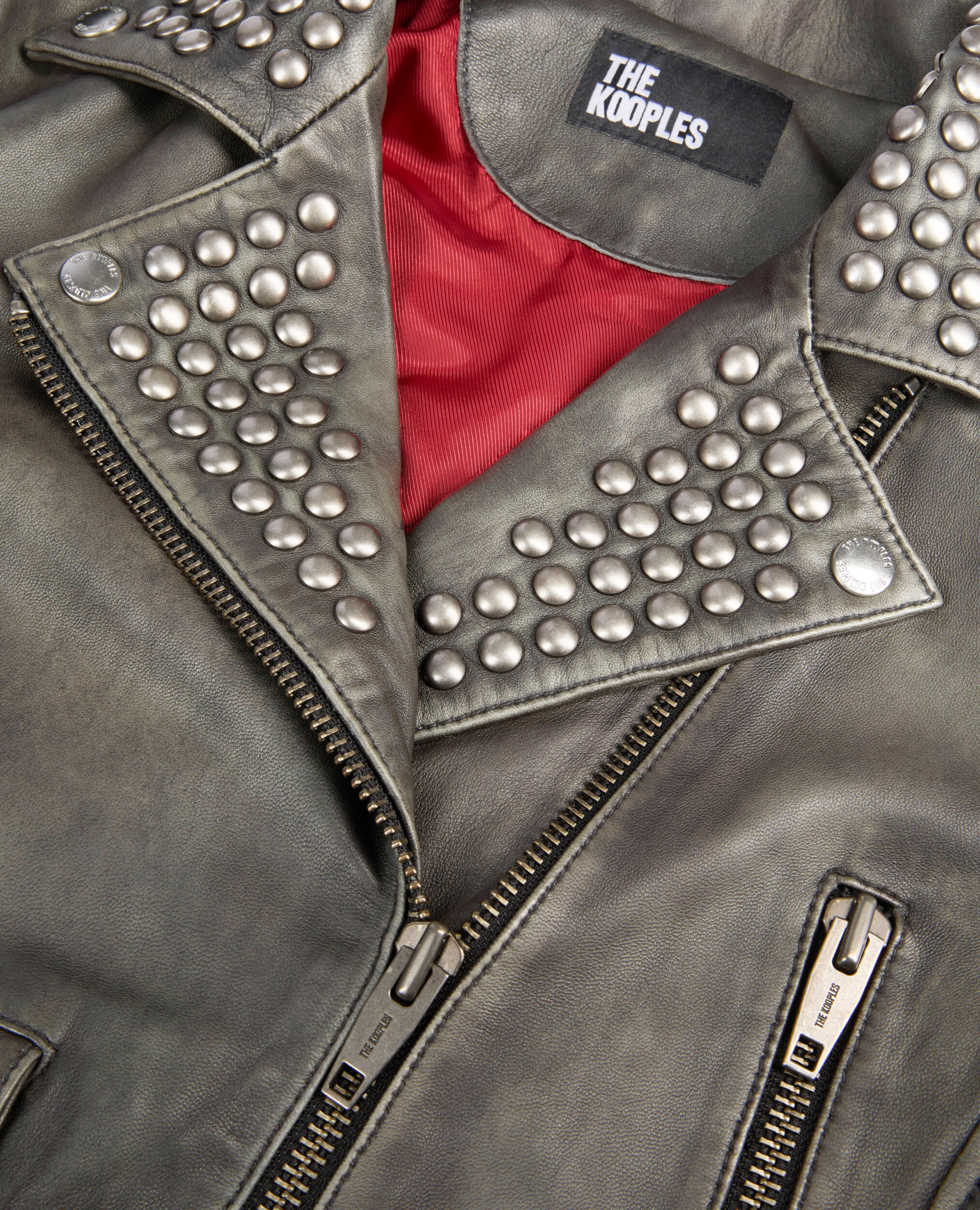 Studded black leather jacket, BLACK, hi-res image number null