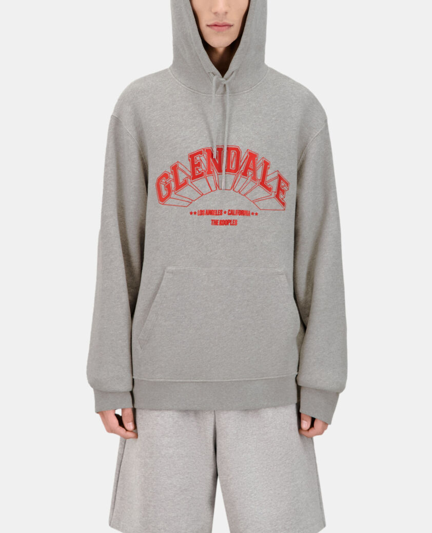 The Kooples HERREN ARDOISE graues kapuzensweatshirt mit glendale-siebdruck