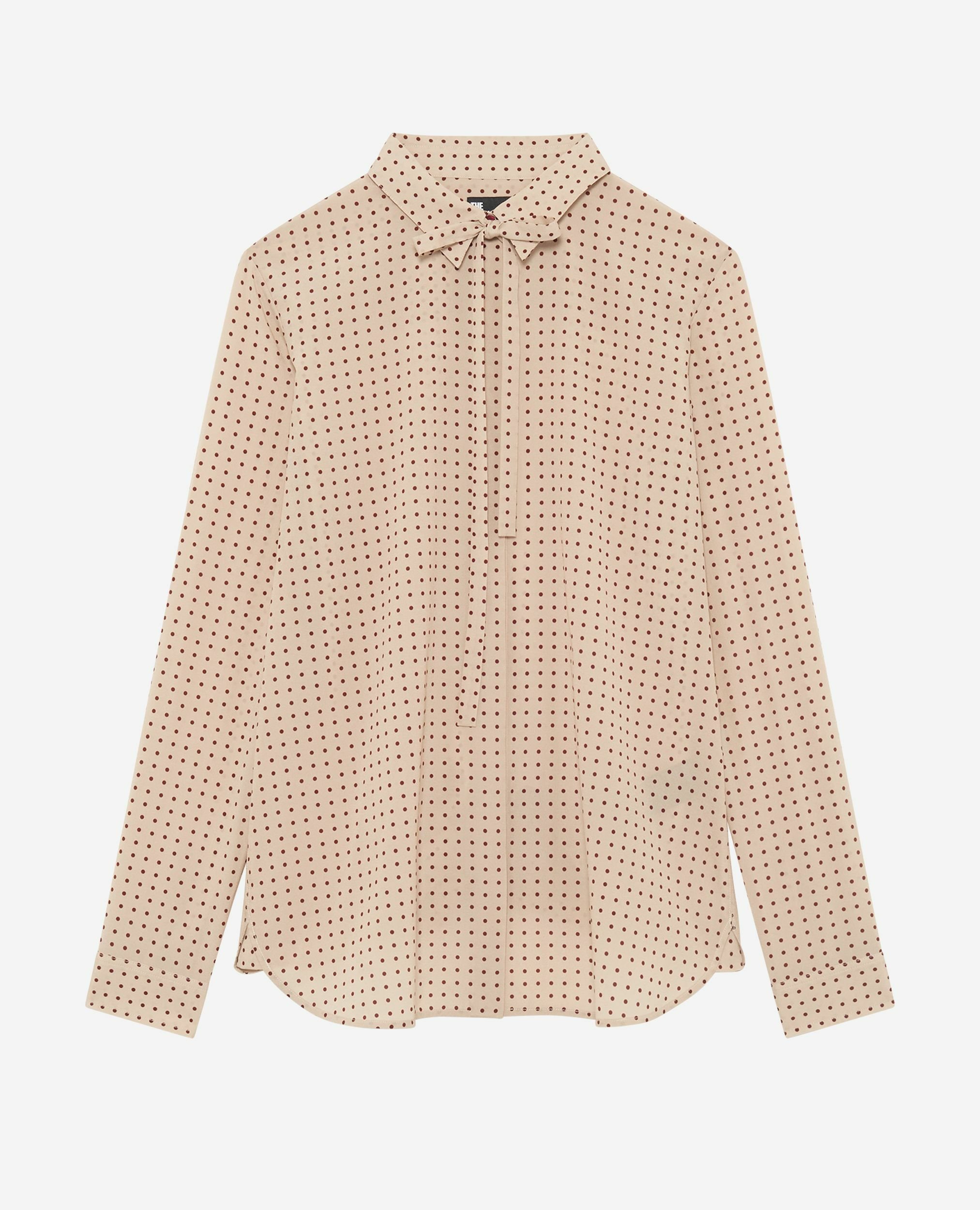 Shirt with beige polka-dot lavaliere, BEIGE / RED, hi-res image number null