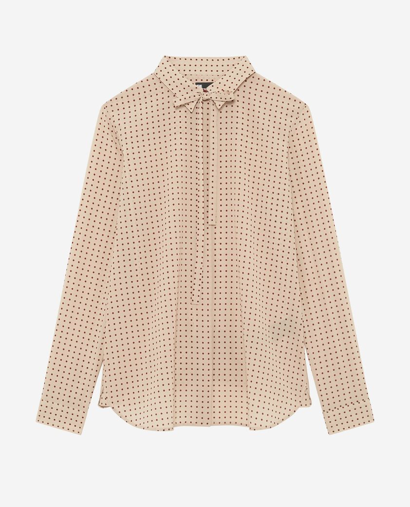 The Kooples F BEIGE / RED shirt with beige polka-dot lavaliere