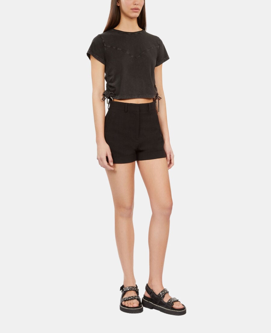 The Kooples MUJER BLACK pantalón corto de tweed negro