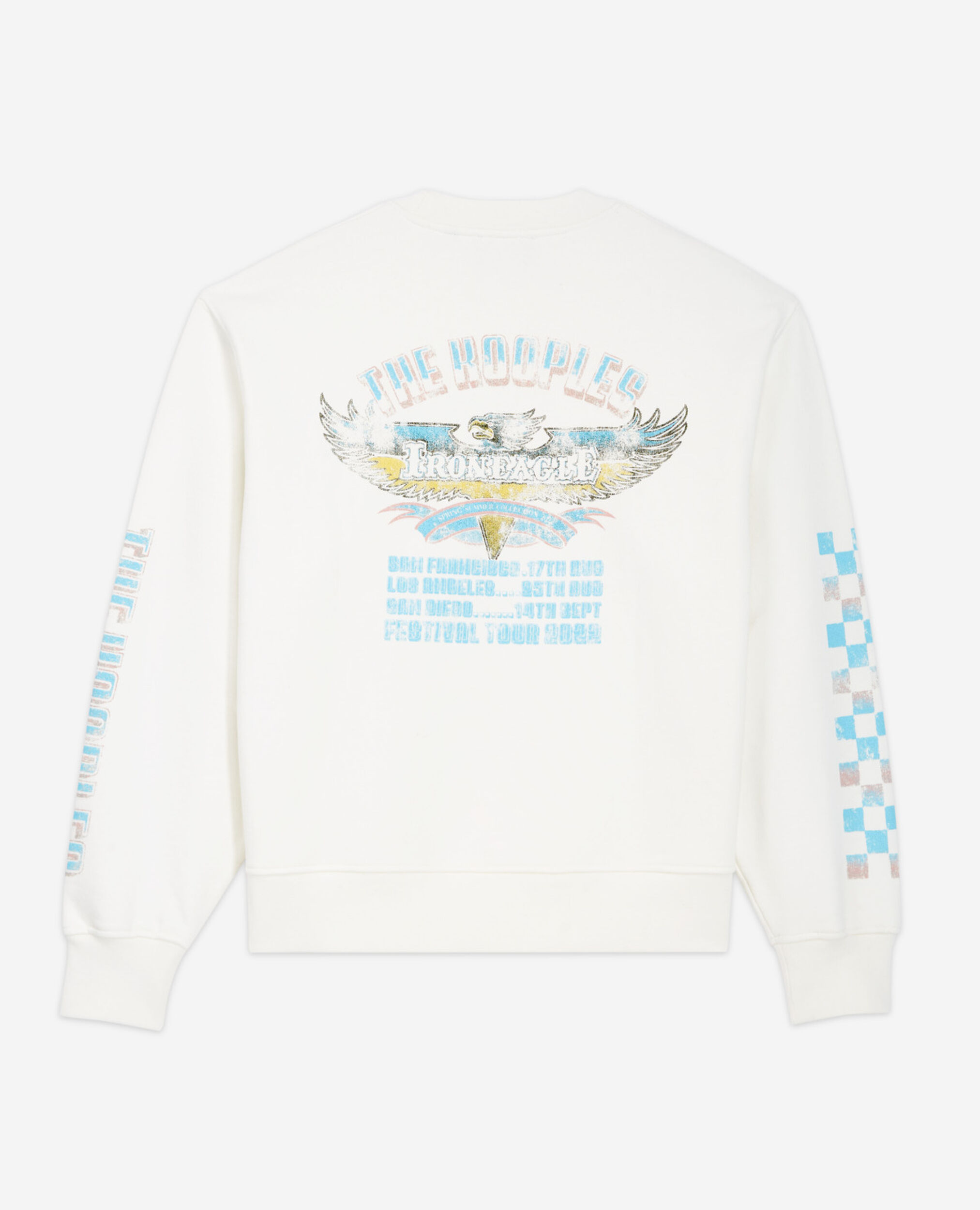 Ecru Screen printed check motif sweatshirt, ECRU, hi-res image number null