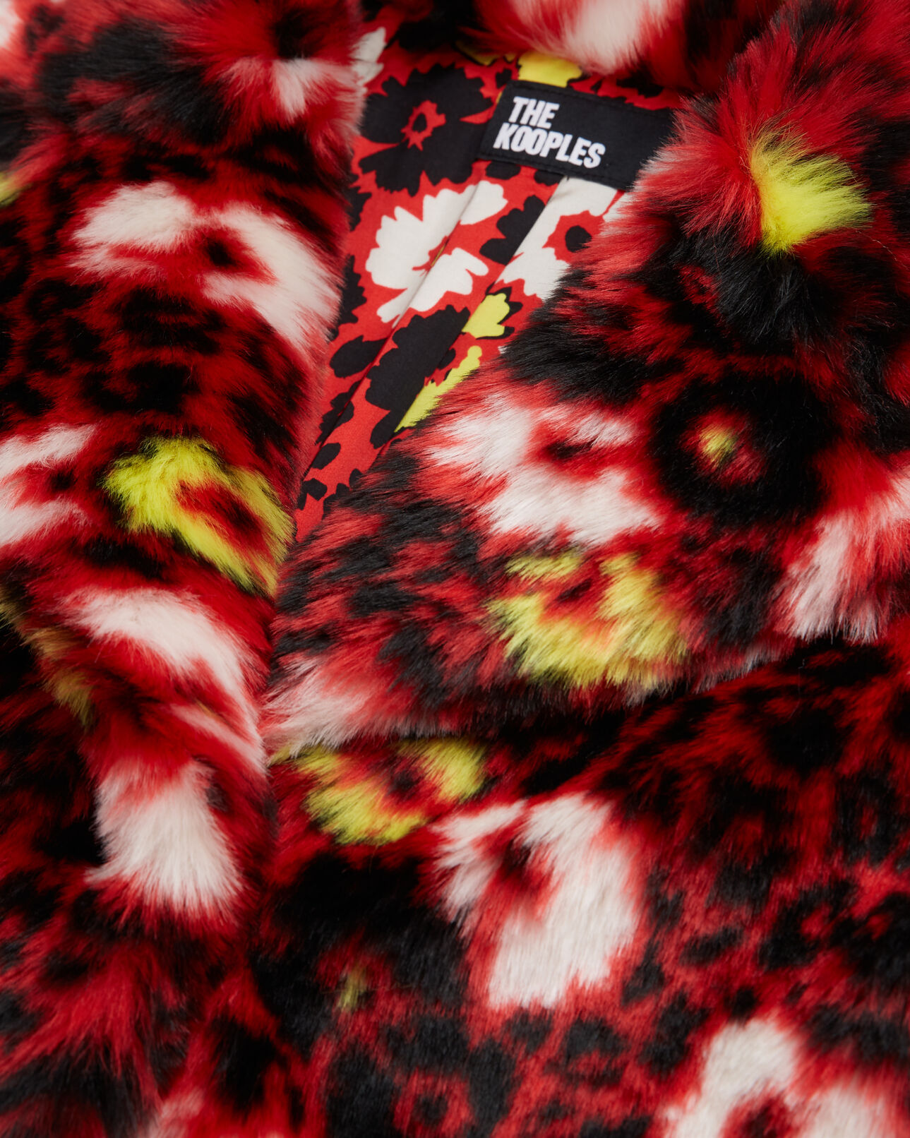 The Kooples WOMEN DARK RED floral print faux fur coat