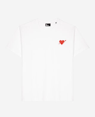The Kooples WOMEN WHITE white t-shirt with heart flocking