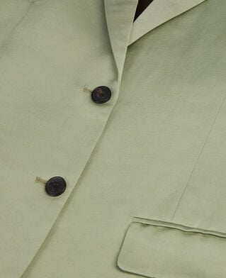 The Kooples FEMME KAKI GREY veste tailleur en lin vert clair