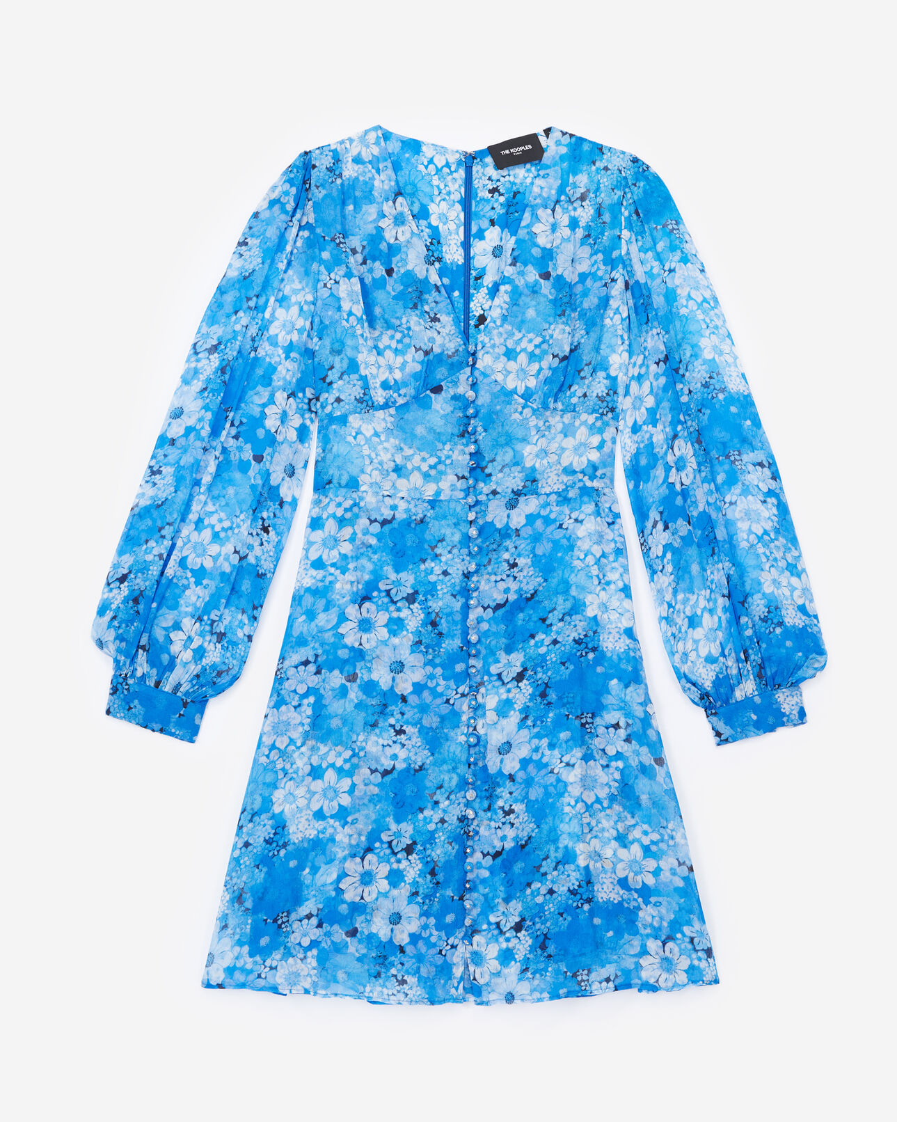 The Kooples WOMEN BLUE blue short printed dress with buttons